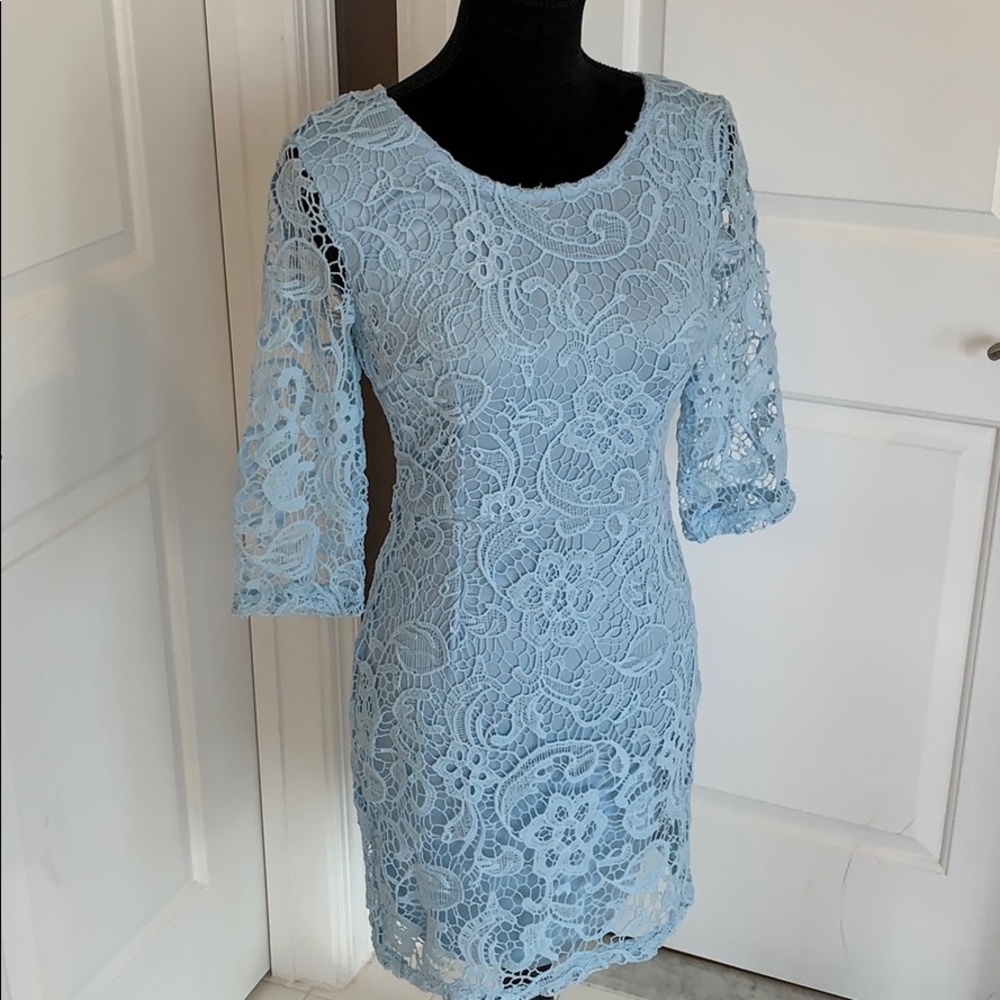 All over lace baby blue dress